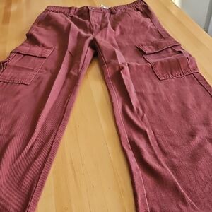 Old Navy Girl's Maroon Size L 10-12  Wide Leg Cargo Pants